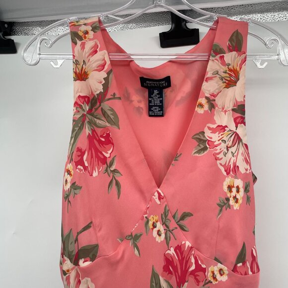 Jones New York Signature Silk Blend Floral Midi Slip Dress Pink/Multi Size 10 - Picture 2 of 8